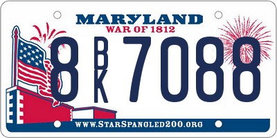 MD license plate 8BK7088