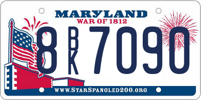 MD license plate 8BK7090