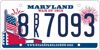 MD license plate 8BK7093