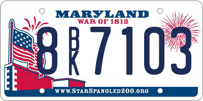 MD license plate 8BK7103
