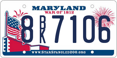 MD license plate 8BK7106