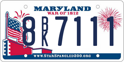 MD license plate 8BK7111