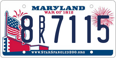 MD license plate 8BK7115