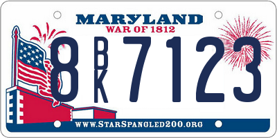 MD license plate 8BK7123