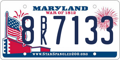 MD license plate 8BK7133