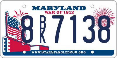 MD license plate 8BK7138