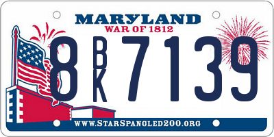MD license plate 8BK7139