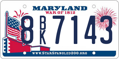 MD license plate 8BK7143