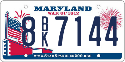 MD license plate 8BK7144