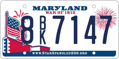 MD license plate 8BK7147
