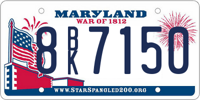 MD license plate 8BK7150