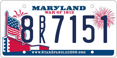 MD license plate 8BK7151