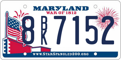 MD license plate 8BK7152