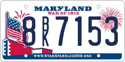 MD license plate 8BK7153