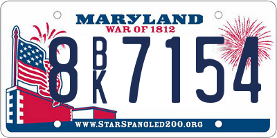 MD license plate 8BK7154