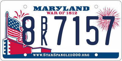 MD license plate 8BK7157