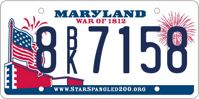 MD license plate 8BK7158