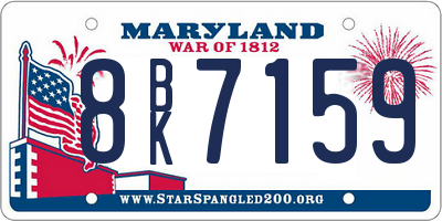 MD license plate 8BK7159