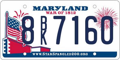 MD license plate 8BK7160