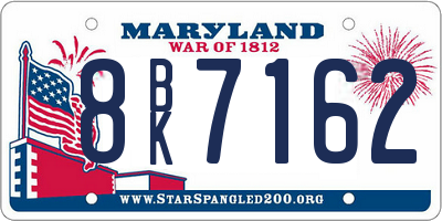 MD license plate 8BK7162