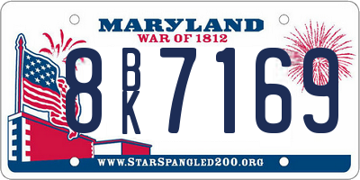 MD license plate 8BK7169