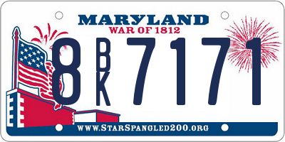 MD license plate 8BK7171