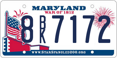 MD license plate 8BK7172
