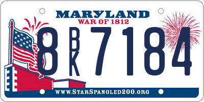 MD license plate 8BK7184