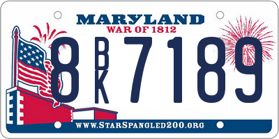 MD license plate 8BK7189
