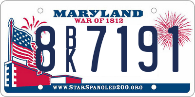 MD license plate 8BK7191
