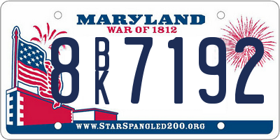 MD license plate 8BK7192