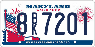 MD license plate 8BK7201