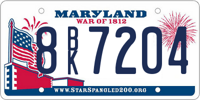 MD license plate 8BK7204