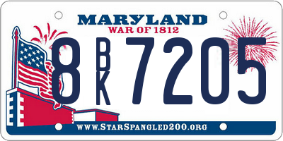 MD license plate 8BK7205