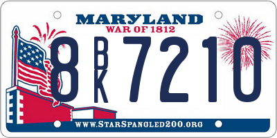 MD license plate 8BK7210