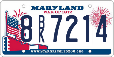 MD license plate 8BK7214