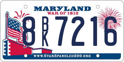 MD license plate 8BK7216