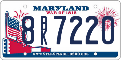 MD license plate 8BK7220