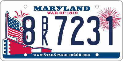 MD license plate 8BK7231