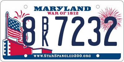 MD license plate 8BK7232
