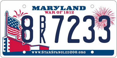 MD license plate 8BK7233