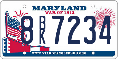 MD license plate 8BK7234
