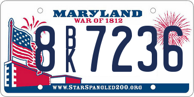 MD license plate 8BK7236