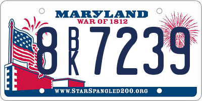 MD license plate 8BK7239