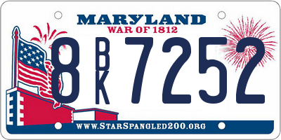 MD license plate 8BK7252