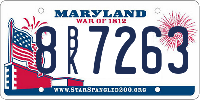 MD license plate 8BK7263