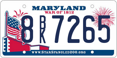 MD license plate 8BK7265