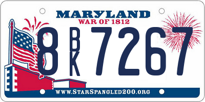MD license plate 8BK7267