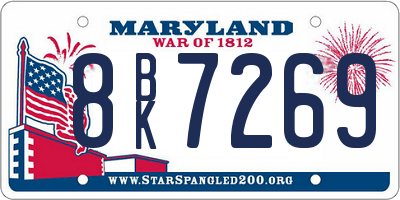 MD license plate 8BK7269