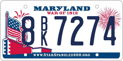 MD license plate 8BK7274